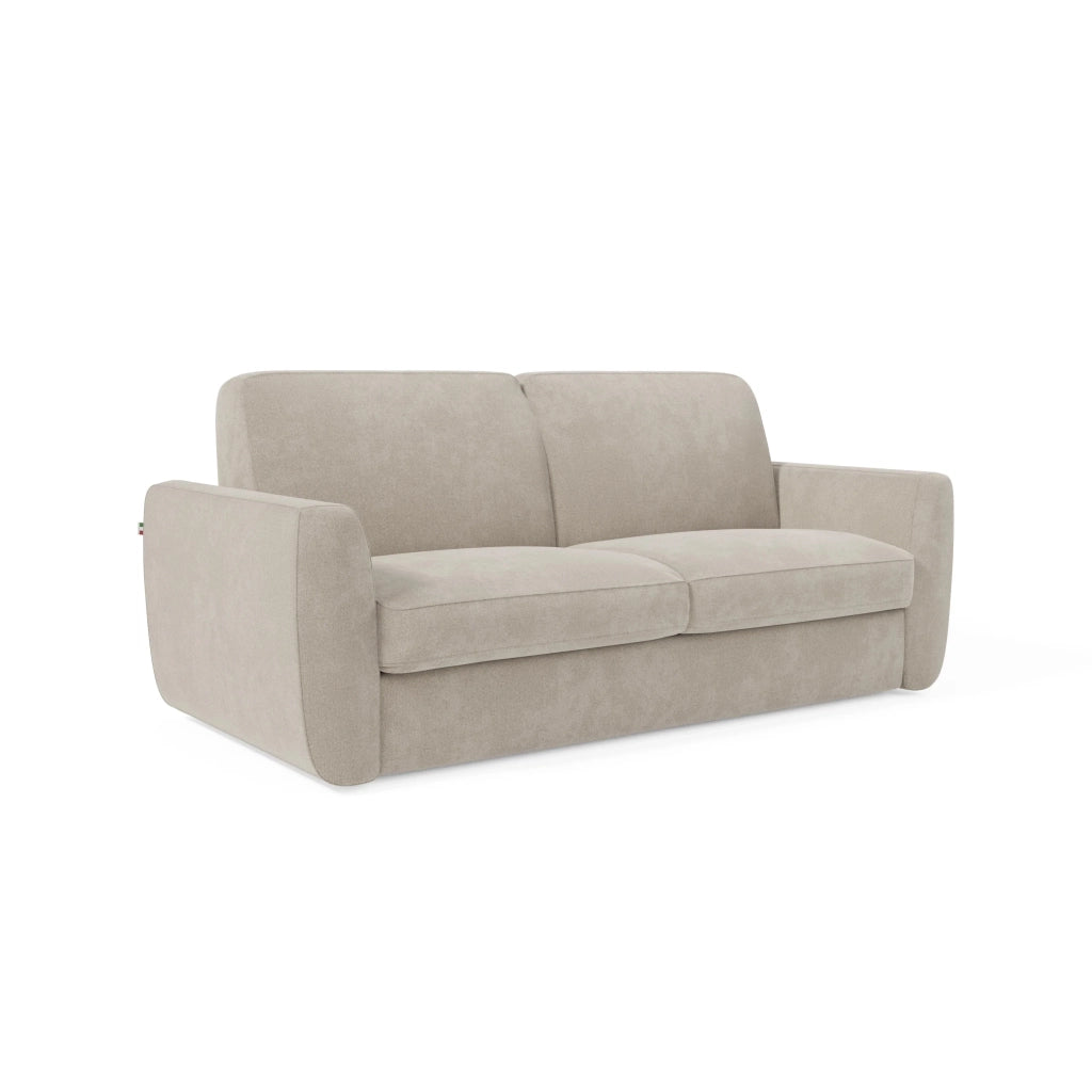 Leonida Divano letto sfoderabile e materasso H18 cm - vano portaguanciali in tessuto Smacchiabile T23 202 cm panna