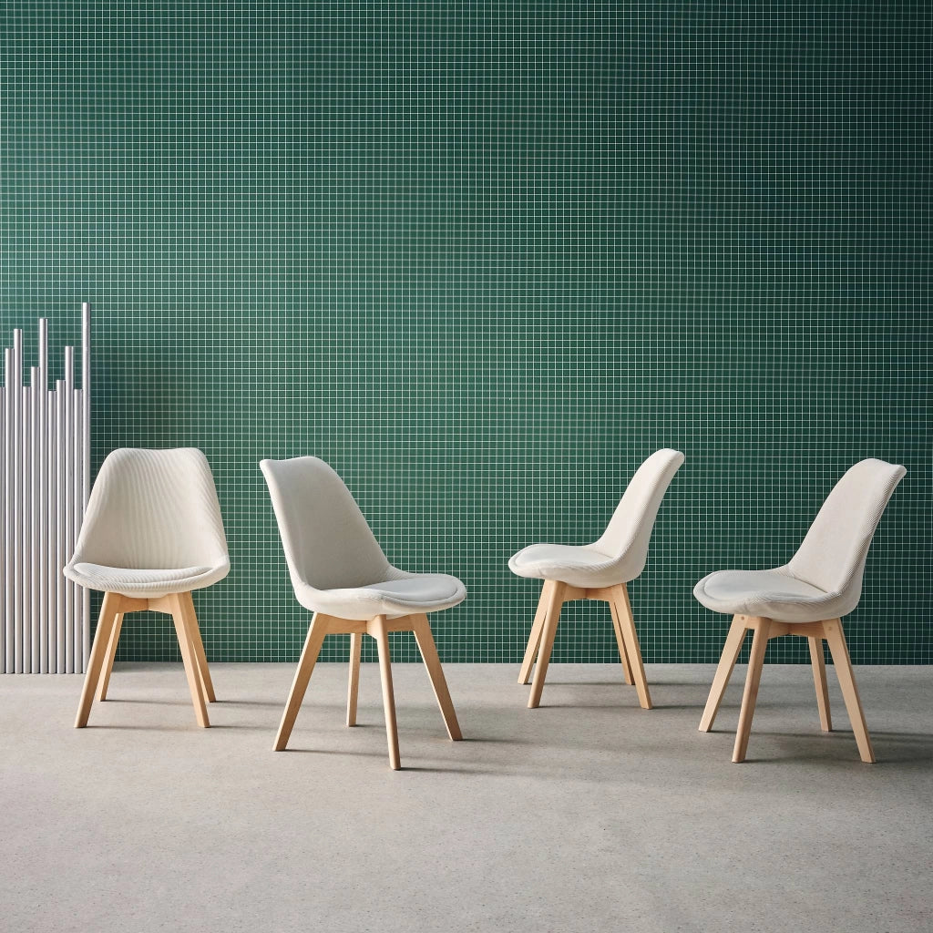 Set di 4 sedie scandinave in legno di faggio e velluto a coste ,