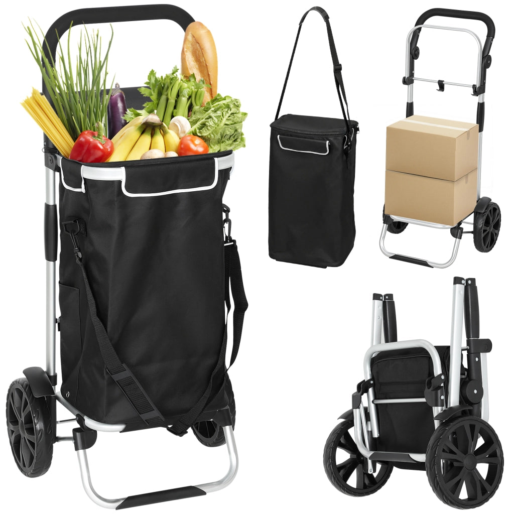 Carrello spesa pieghevole 3 in 1 ¨C Xylo ¨C 40L capacit¨¤ 25kg con scomparto termico nero