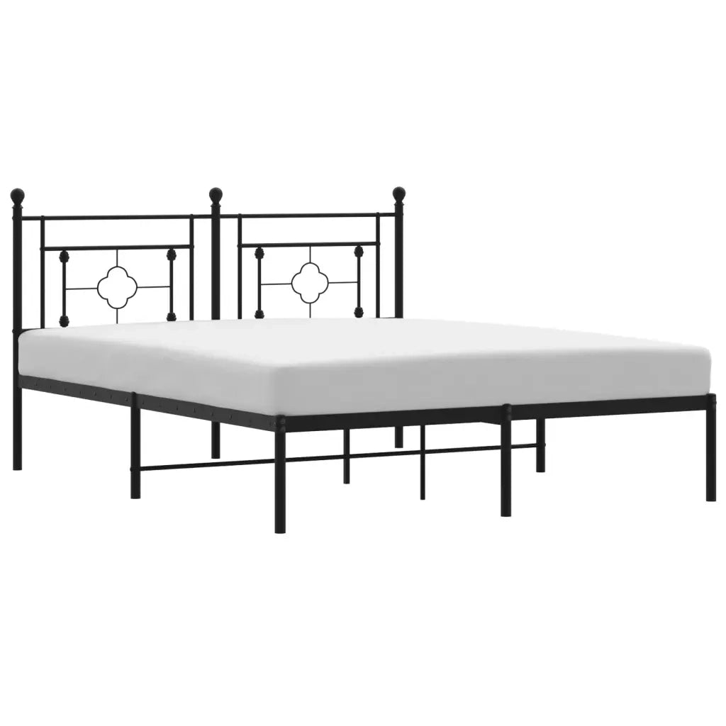 Giroletto con Testiera-Struttura letto con testiera in Metallo Nero 160x200 cm 805482
