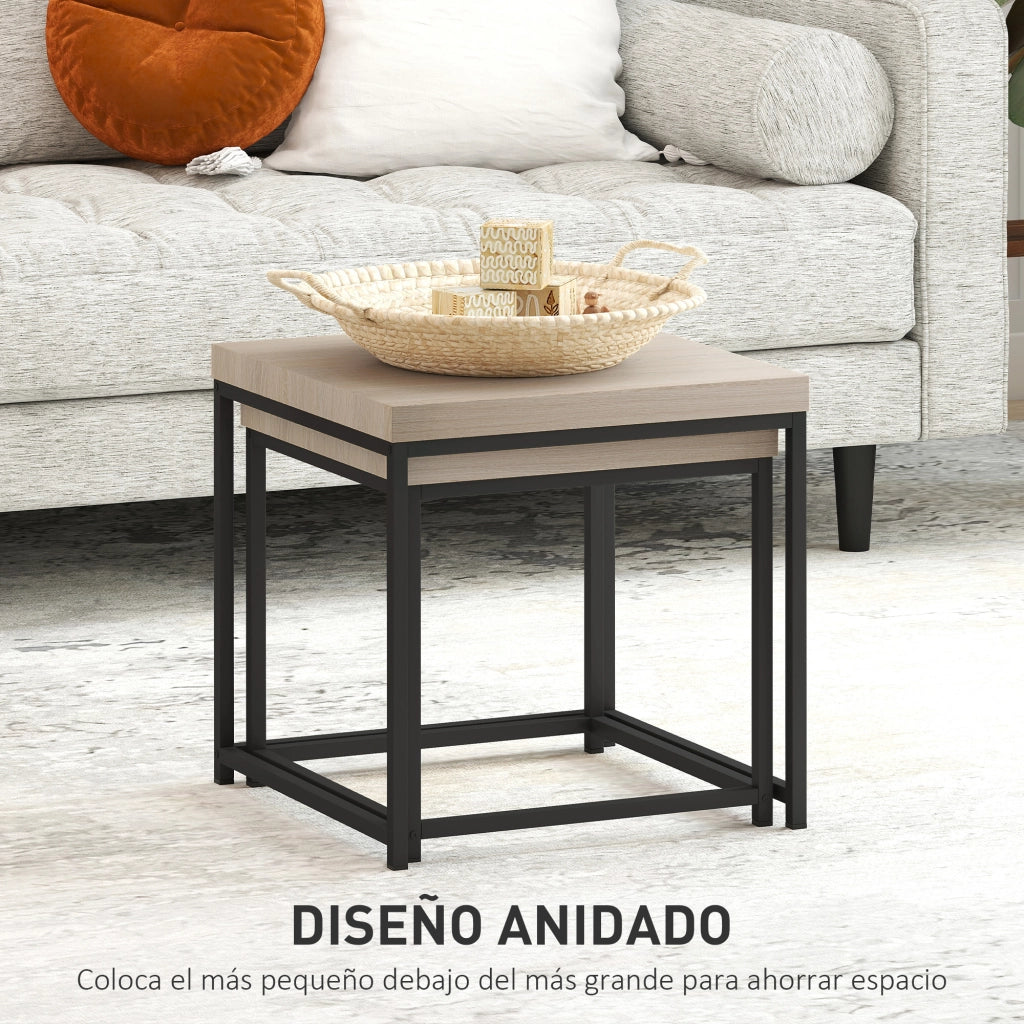 Tavolino da caff¨¨ nido moderno ¨C zephmum ¨C rovere, acciaio