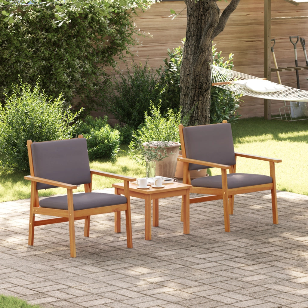 Sedia da giardino  2 pz con cuscini in legno massello di acacia