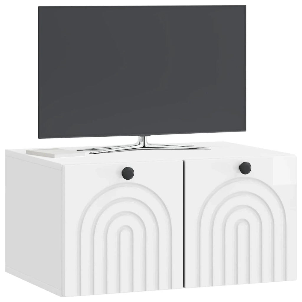 Mobile Porta TV da Muro Bianco Lucido 59,5 x 41 x 30 cm 898169