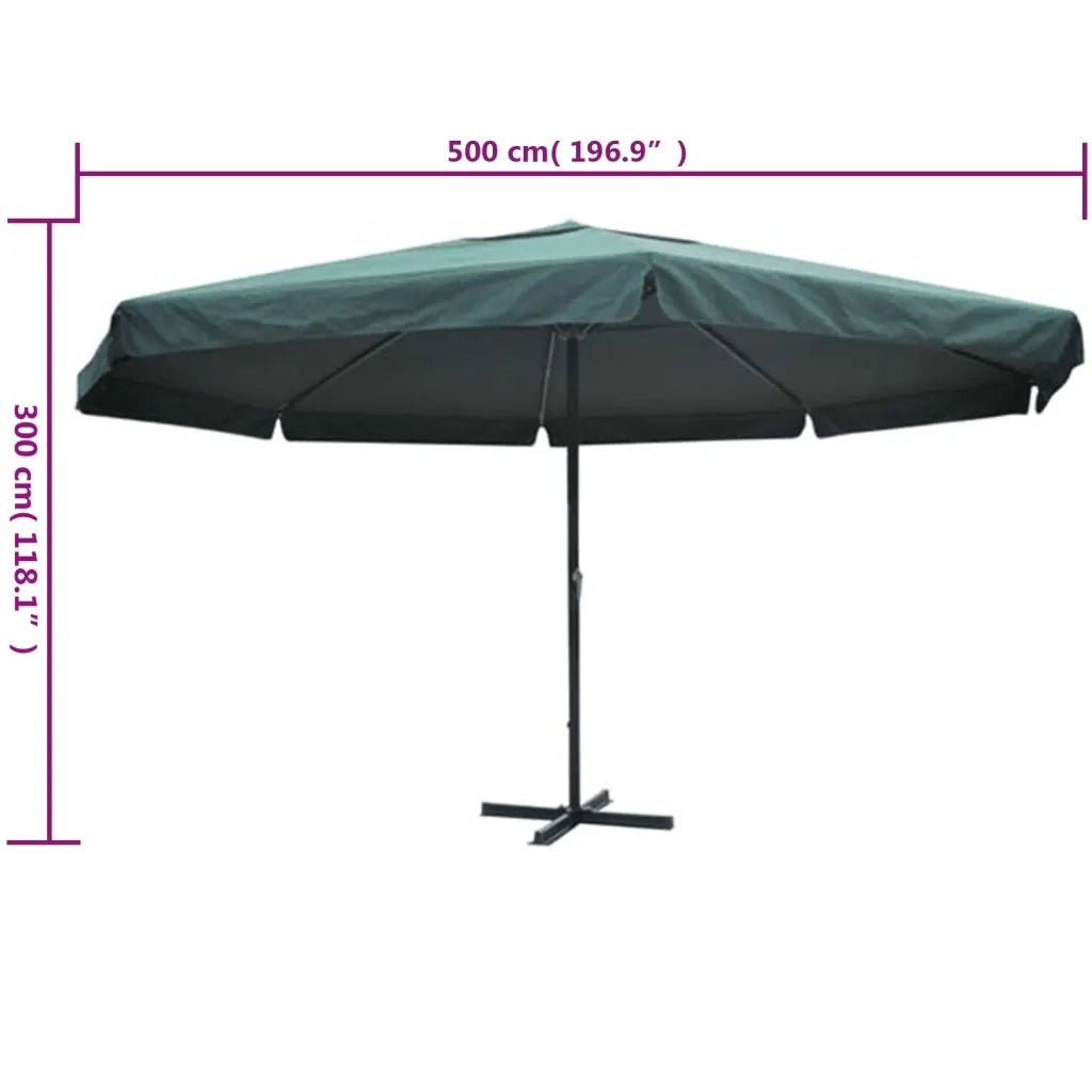 Ombrello | Parasolne Verde in Alluminio 500 cm