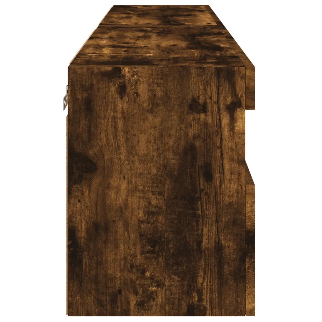 Mobili TV a Parete con Luci LED 2pz | Armadietto TV | Mobile Porta TV Rovere Fumo 60x30x40 cm