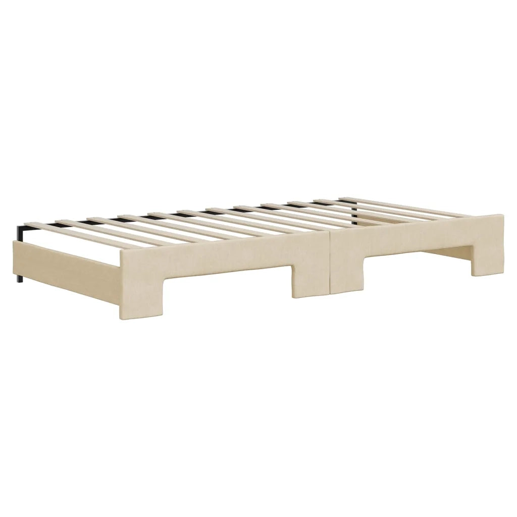 Divano Letto con Letto Estraibile Crema 100x200 cm in Tessuto 3197435