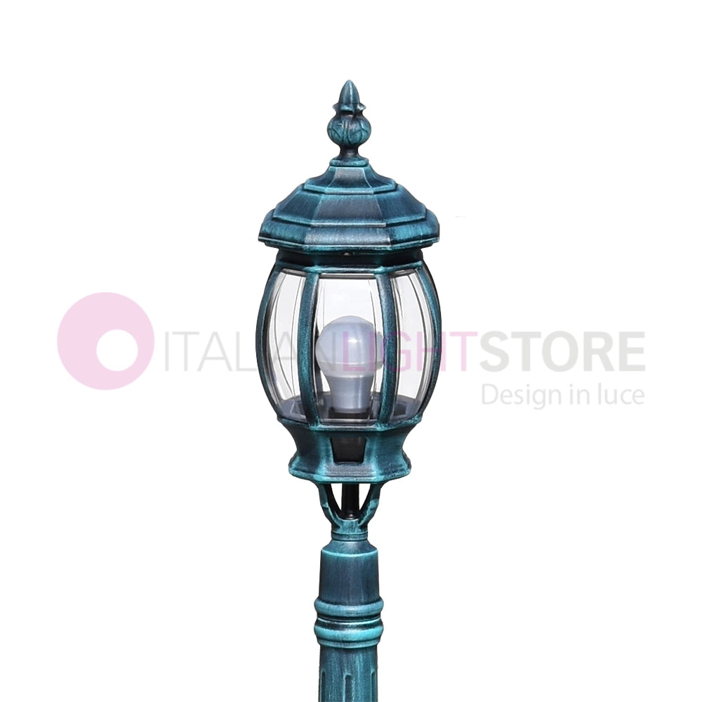 ENEA Lampione a 1 luce h.119 in Alluminio per Esterno Vialetto Giardino NERO-VERDE