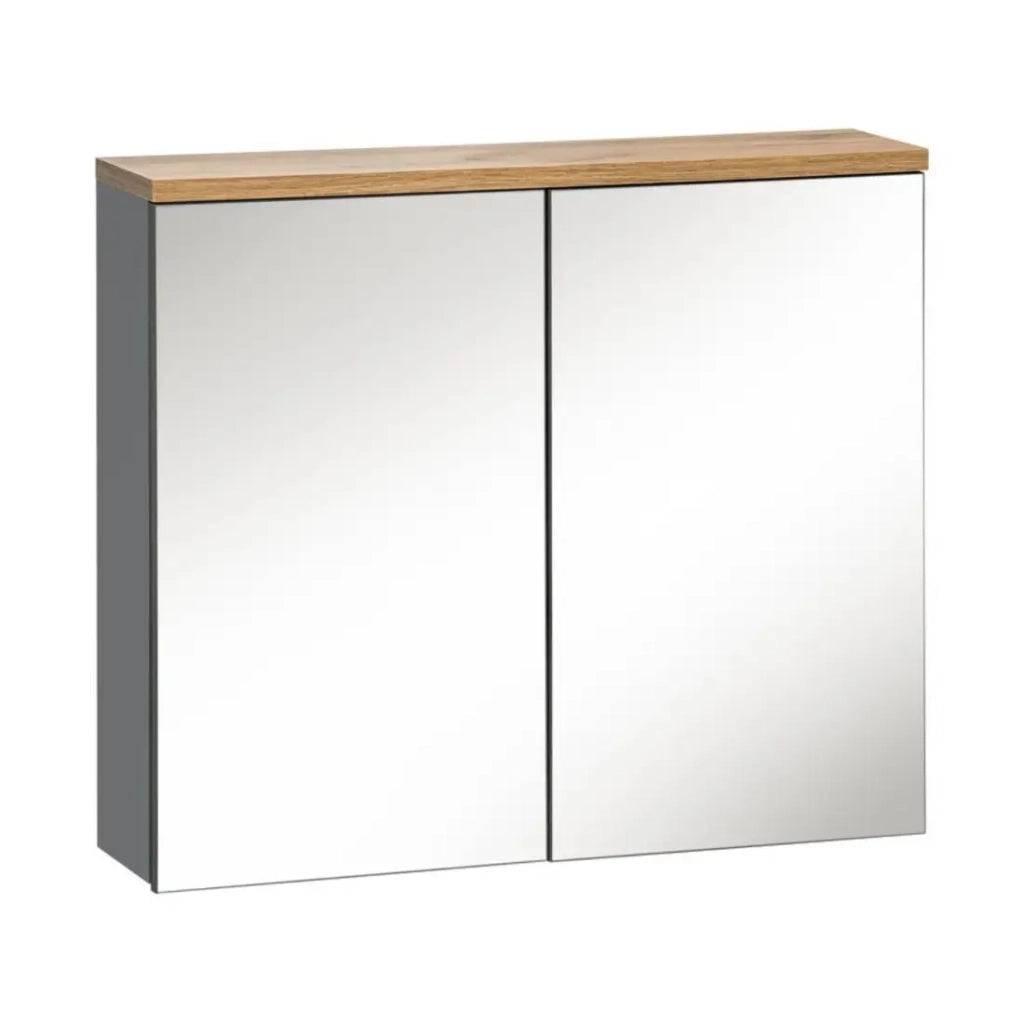 Mobile contenitore per bagno ERMANO – Finitura in legno e grigio lucido, 60 cm