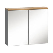 Mobile contenitore per bagno ERMANO – Finitura in legno e grigio lucido, 60 cm
