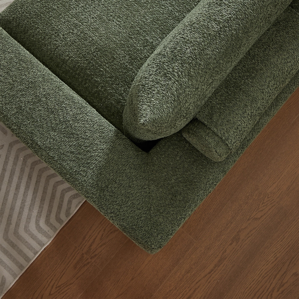 Divano Ad Angolo Reversibile Modulare 4 Moduli con cuscini e poggiatesta in Chenille Verde
