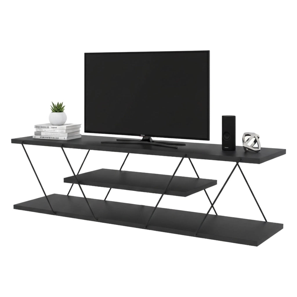 Mobile porta TV Desdemona, Credenza da soggiorno, Armadio basso per TV, Base parete attrezzata, 120x30h33 cm, Antracite e Grigio