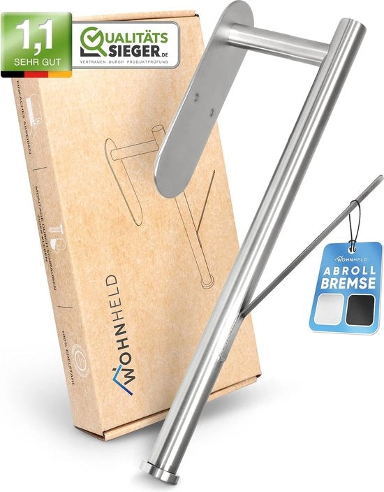 Supporto per rotoli di cucina senza forare, con sistema di srotolamento automatico, con una mano si stacca e non si srotola il rotolo di cucina, autoadesivo, in acciaio inox, argento, per la cucina