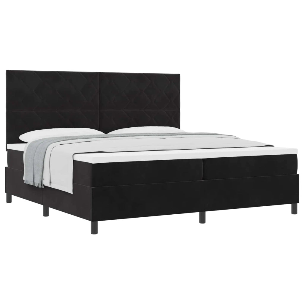 Letto a molle con materasso Nero 200 x 200 cm Velluto 3339922