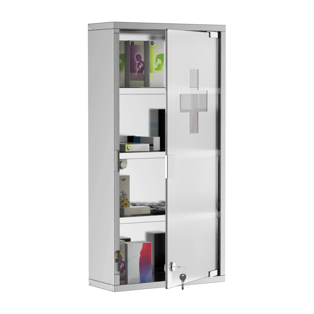 Armadietto per Medicinali Quattro Ripiani in Acciaio Inox 30x12x60 cm