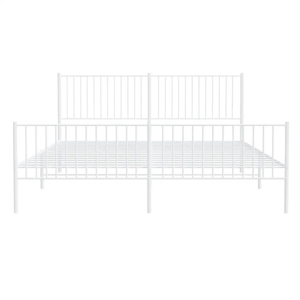 Letto matrimoniale | Letto per adulti | Giroletto con Testiera e Pediera Metallo Bianco 193x203 cm