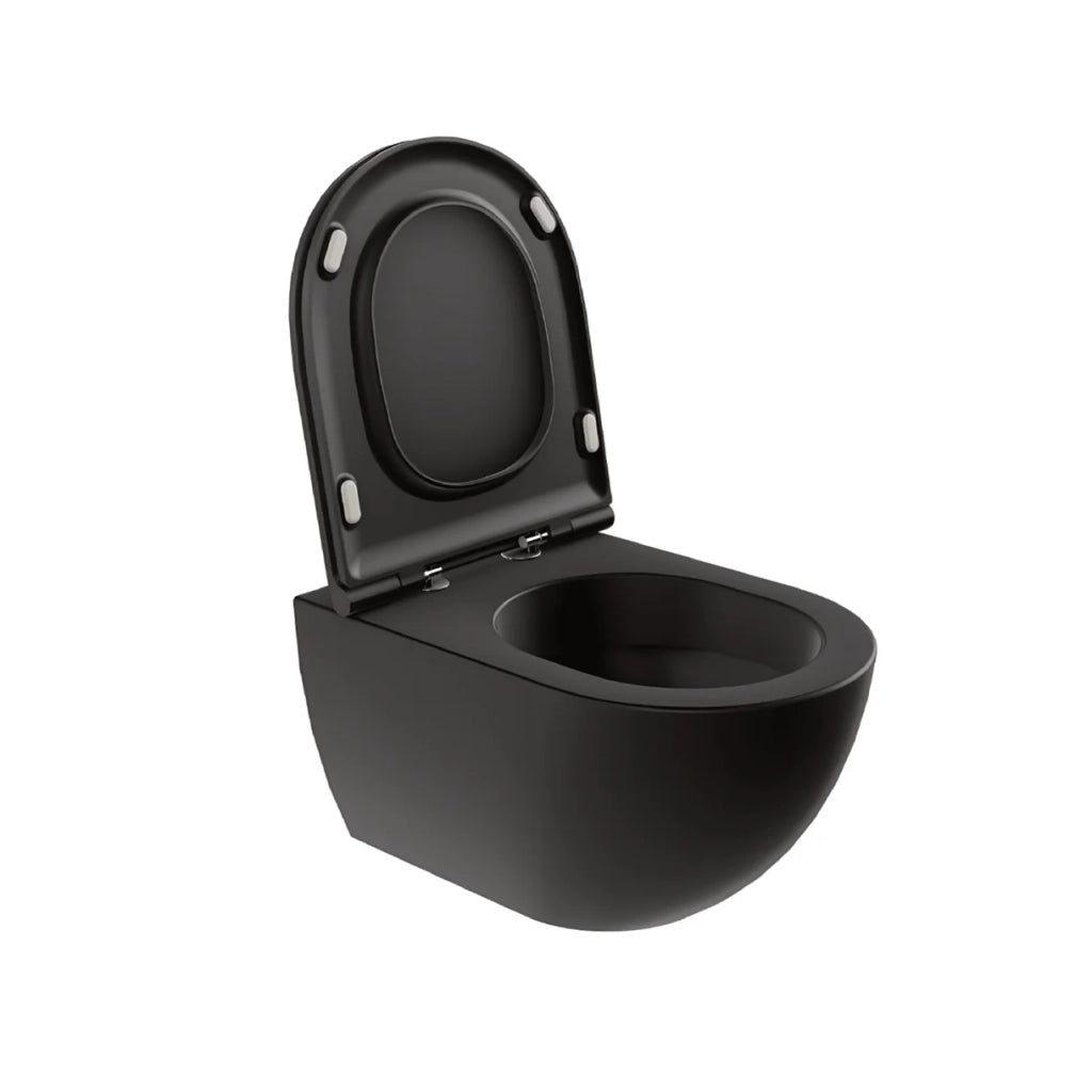 Wc Sospeso Senza Brida Azzurra Ceramica "Comoda" Nero Opaco