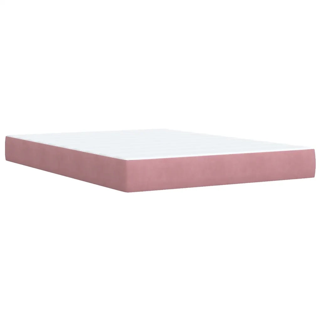 Giroletto a Molle con Materasso Rosa Scuro 140x200cm in Velluto