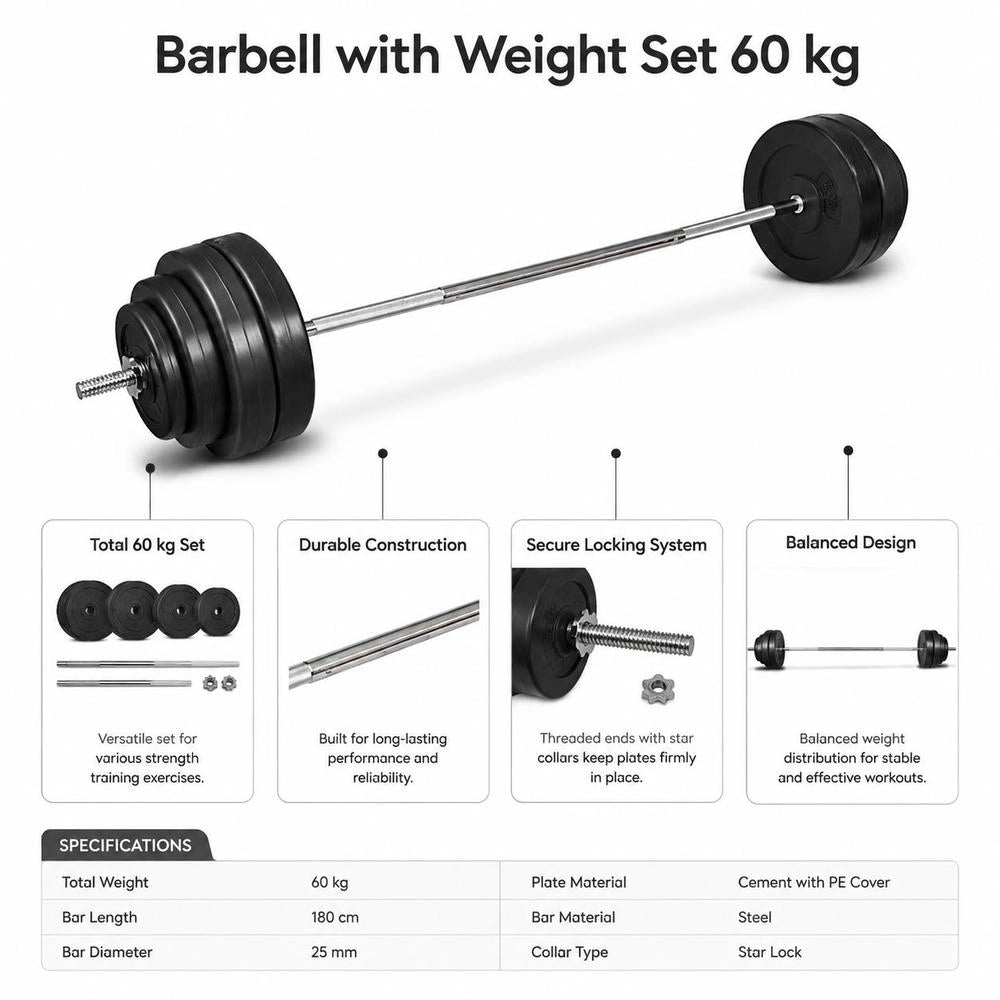 Barbell With Weight Set 60 Kg