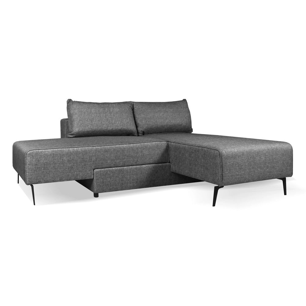 Divano 3 posti modulare con chaise longue trasformabile in letto Armada grigio 290x85x75H