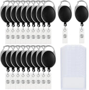 Supporto per ID Carta - 20 Pacchi - Chiusura a Scatto - Materiale Resistenente all'Acqua - Attacco a Carabina - Cavo in Nylon - Peso Massimo 1 kg - Supporto per Badge