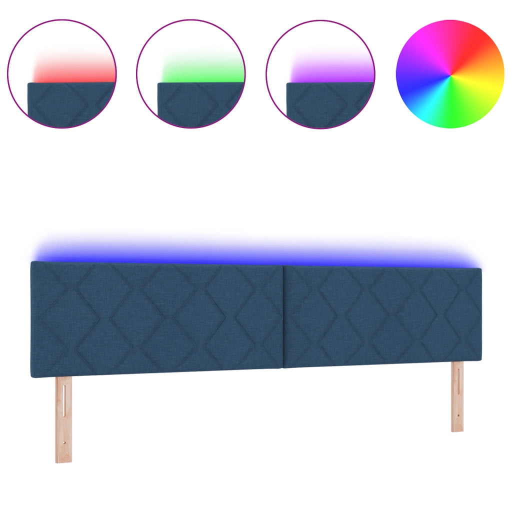 Testata Letto LED Design a Blocchi di Diamante Blu 200 cm Tessuto