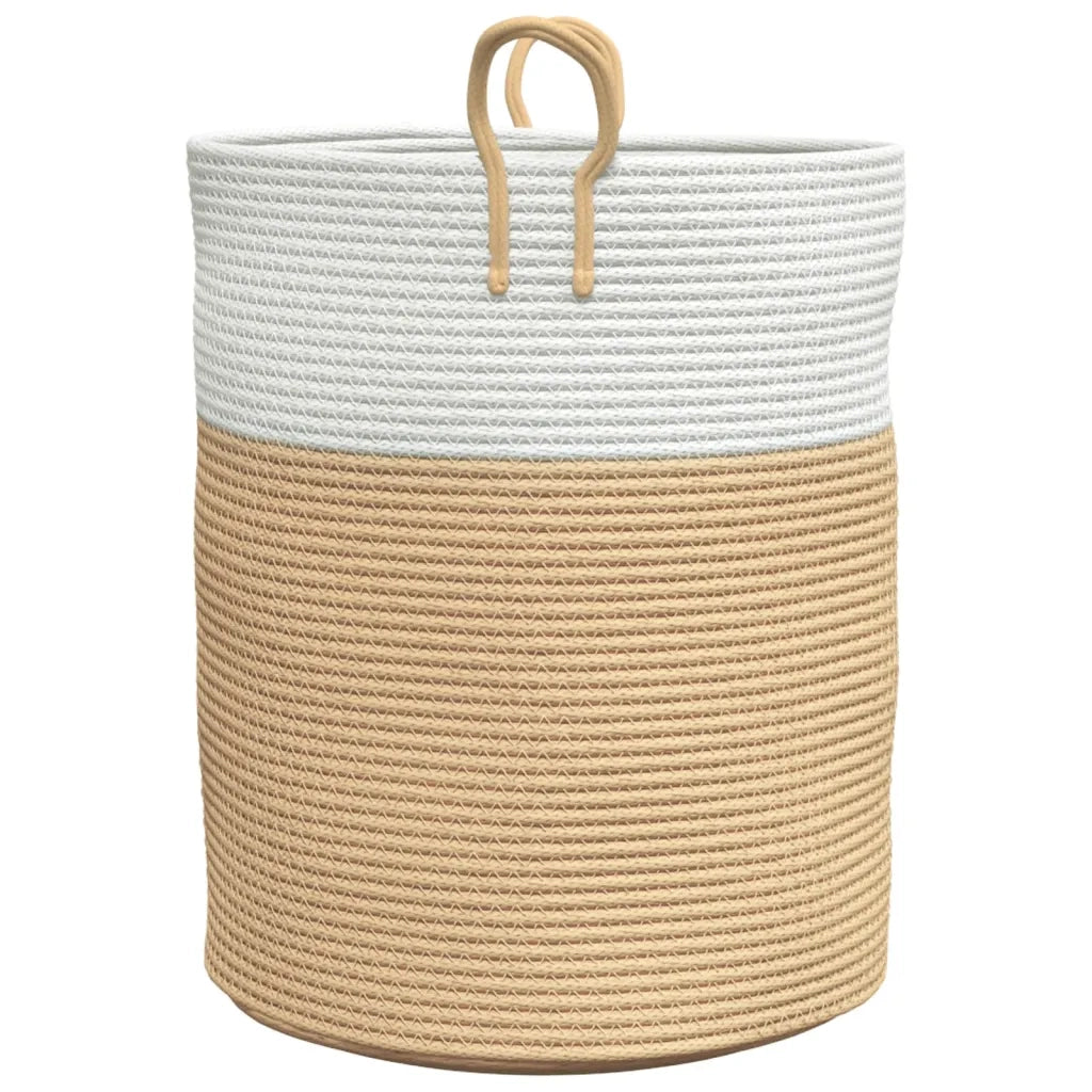 Cestino Portaoggetti Beige e Bianco ?38x46 cm in Cotone CFW6659989