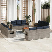 Set Divani da Giardino 13 pz con Cuscini Grigio in Polyrattan 3224500