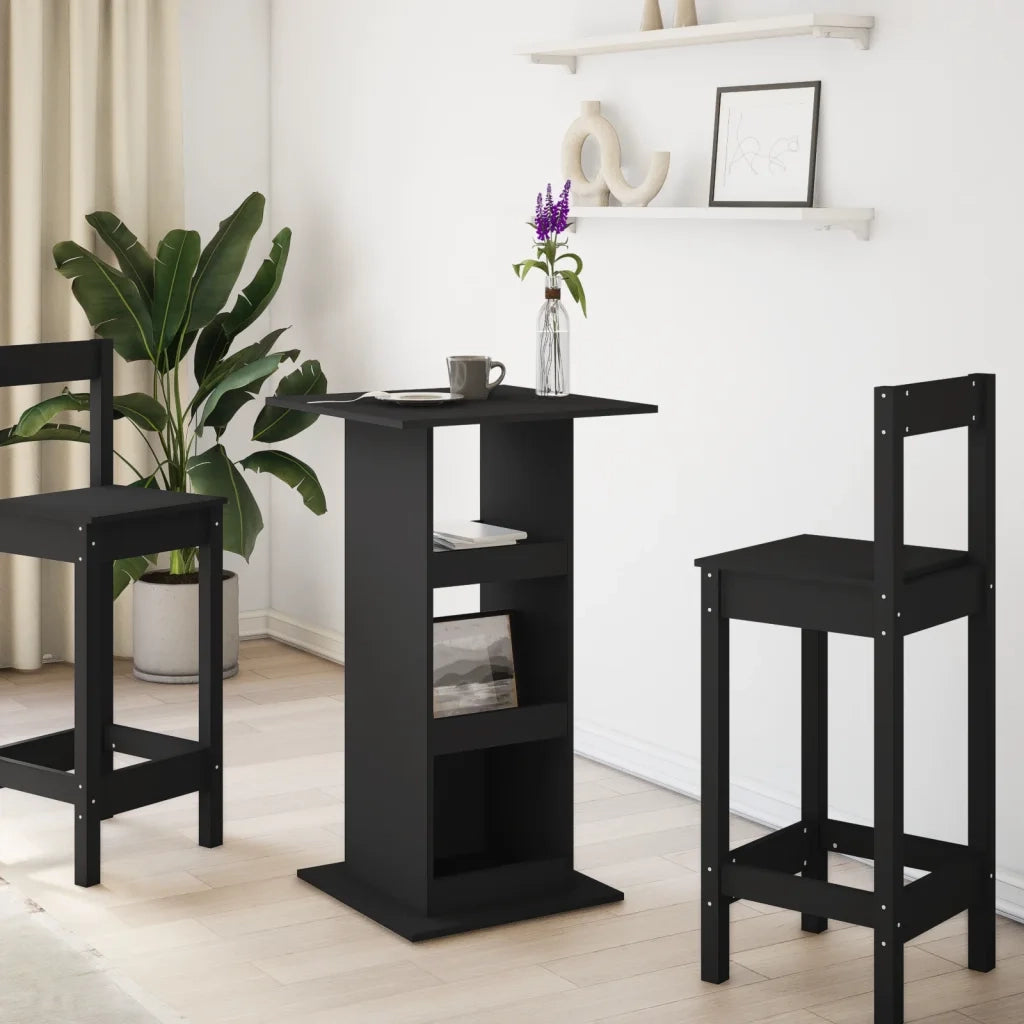 Tavolo Bar con Portaoggetti Nero 60x60x102 cm in Multistrato 854329