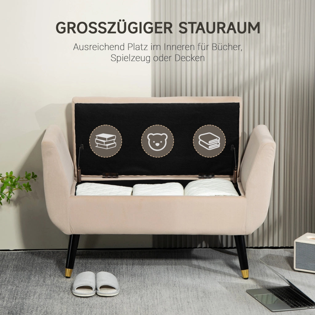PANCA Contenitore 107 x 42 x 65 cm Beige in Poliestere