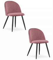 Sedia Valora BELLO in velluto rosa scuro con gambe in metallo nero x2