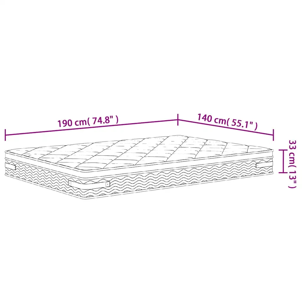 vidaXL Materasso a Molle Insacchettate Medio Plus 140x190 cm