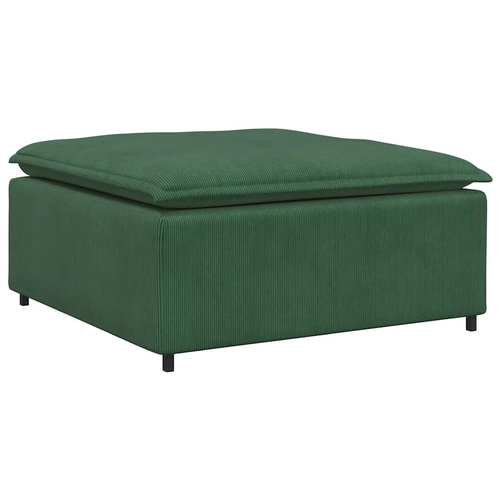 Divano Modulare con Poggiapiedi e Cuscini Verde Scuro 3321232