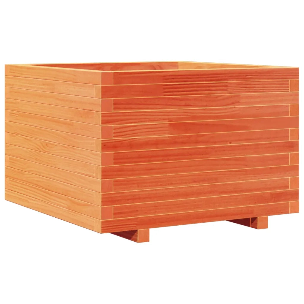 Fioriera | Cassetta per fiori | Vaso Giardino Marrone Cera 70x70x49,5cm Legno Massello Pino
