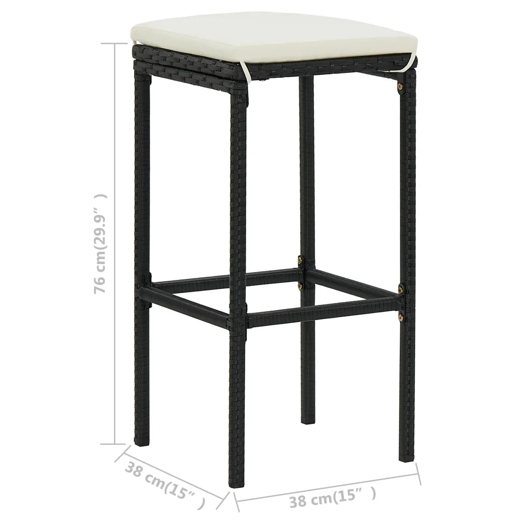 Sgabelli da Bar con Cuscini 6 pz Neri in Polyrattan 313449
