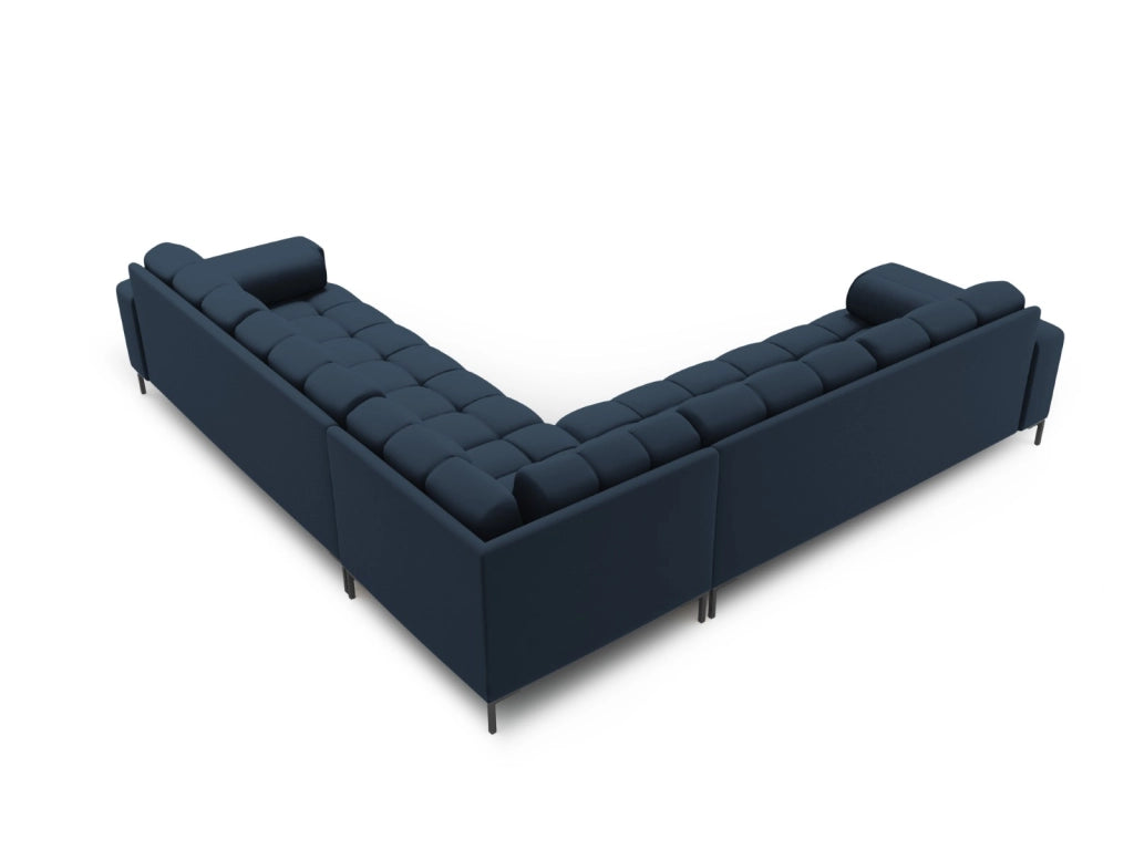 Cosmopolitan Design - Divano angolare reversibile "Bali" 6 posti in tessuto strutturato blu 