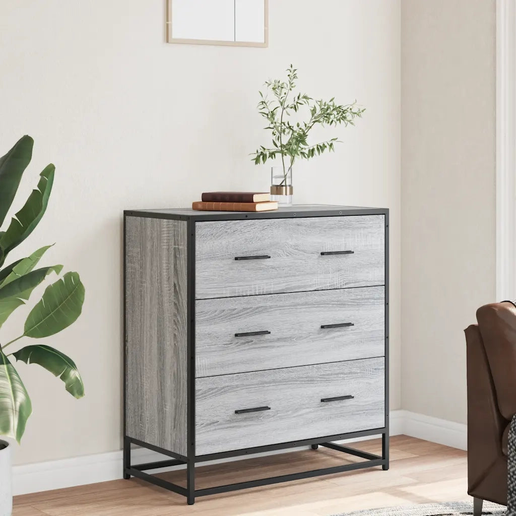 Credenza Grigio Sonoma 68x35x76 cm in Truciolato e Metallo 848972