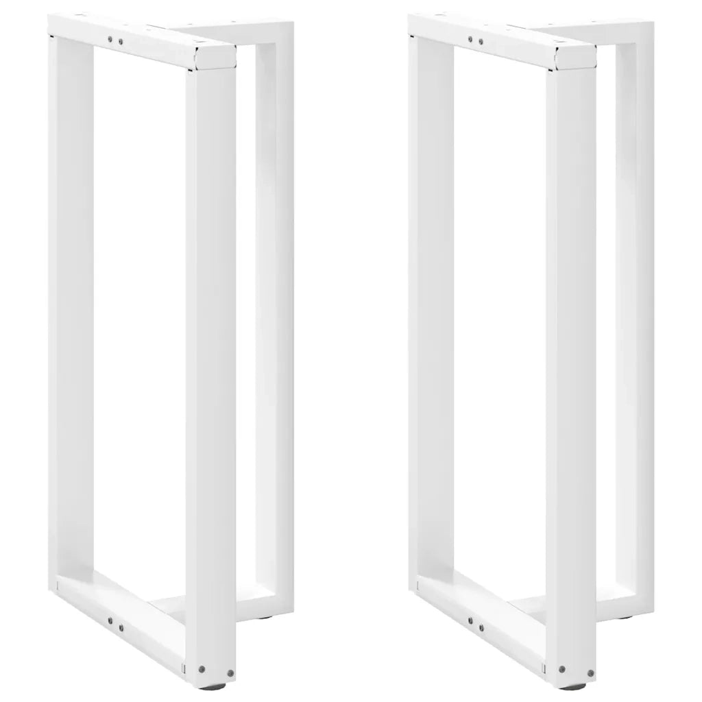 Gambe per tavolo da bar a forma di T 2 pz bianche 60x35x(110-111) cm in acciaio