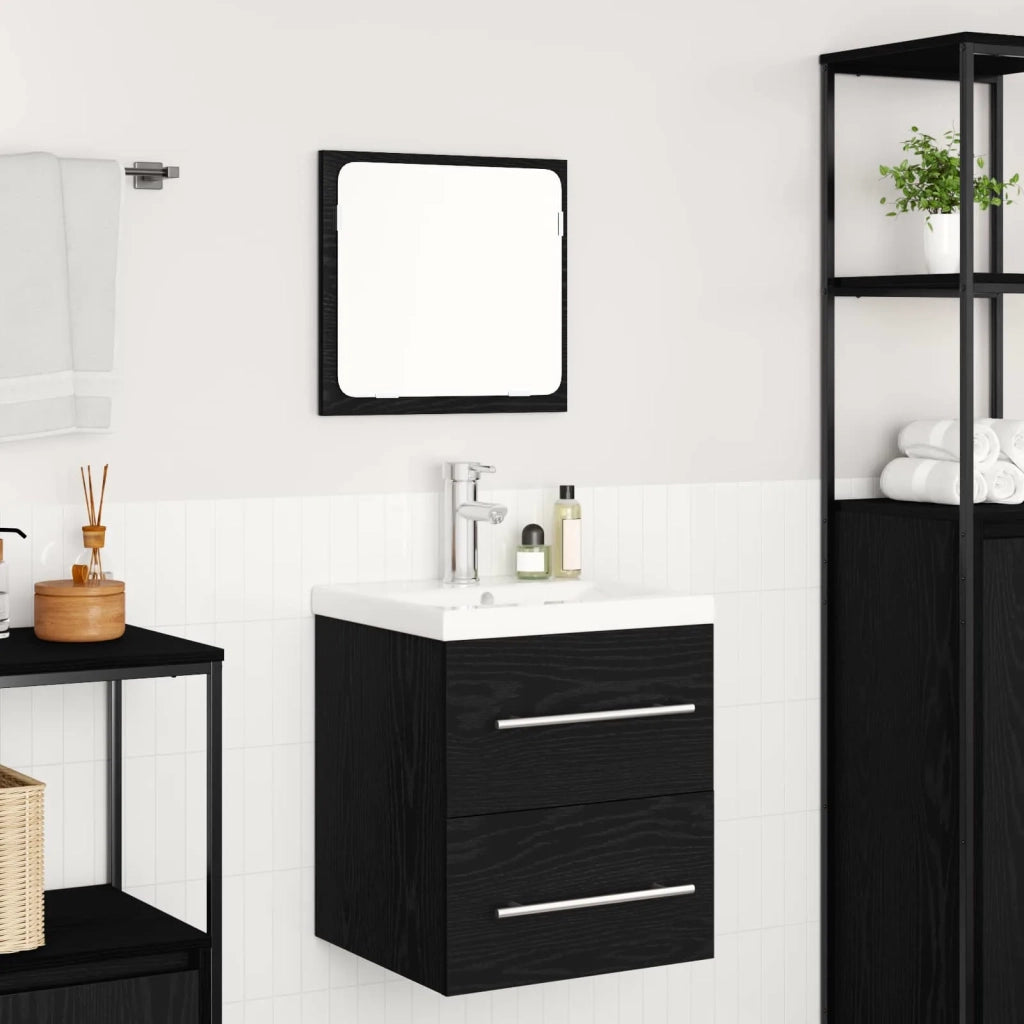 Set di mobili per il bagno 2 pcs Rovere Nero Legno multistrato 3393508