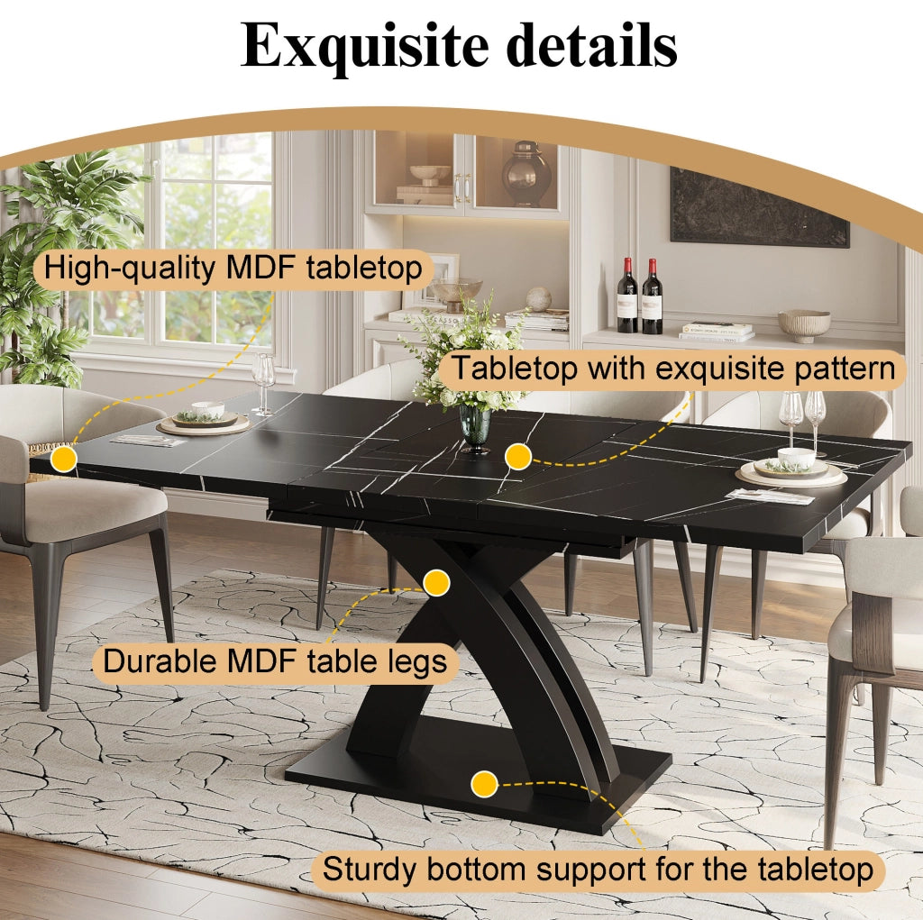Tavolo da pranzo allungabile 120-160 x 80 cm in MDF e metallo nero