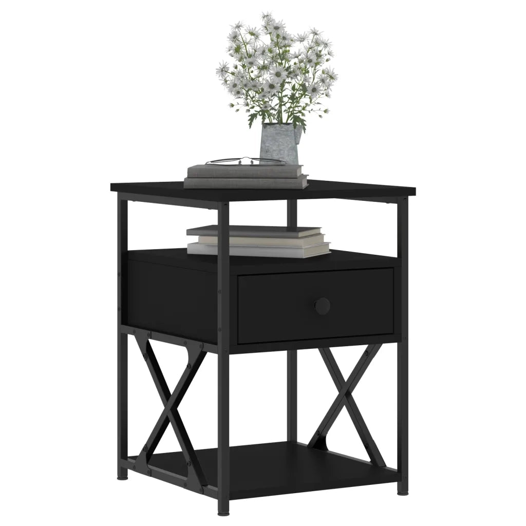 Comodini 2 pz-Set di 2 Tavolino da notte Neri 40x42x55 cm in Legno Multistrato