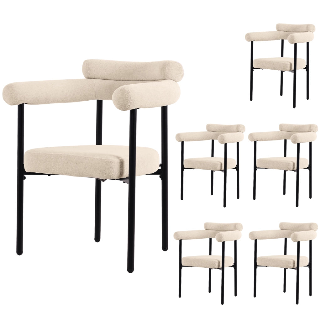 Sedia da sala da pranzo con seduta ampia; schienale ergonomico; in tessuto e ferro beige