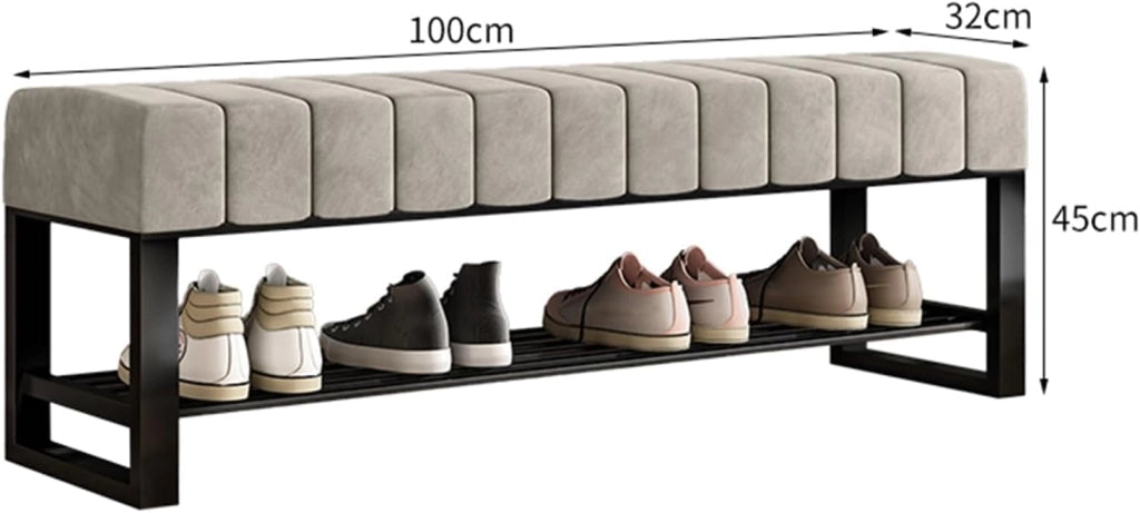 scarpiera Panca per Scarpe da Ingresso con Contenitore, Panca Imbottita con Scarpiera a 2 Ripiani in Boucle Arancione, Panca a Fine Letto per Camera da Letto per Armadio Corridoio Soggiorno Fango
