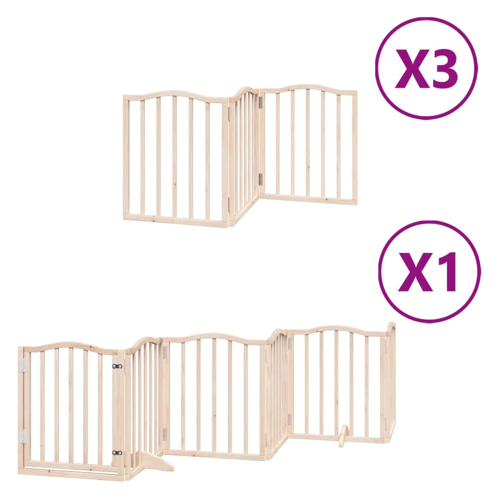 Cancelletto di sicurezza per animali domestici porta pieghevole 15 pannelli legno di pioppo marrone 02_0023199