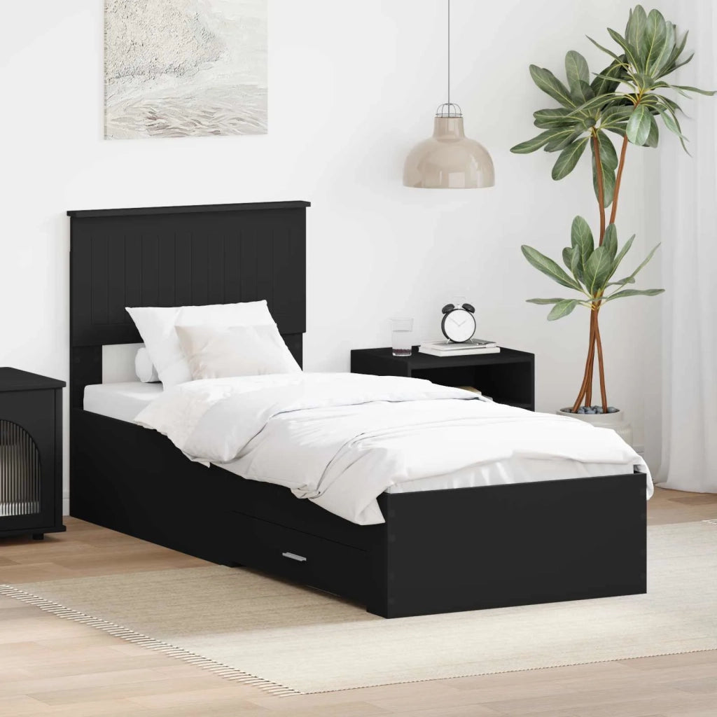 Struttura del letto con testiera Nero e Argento 75 x 190 cm