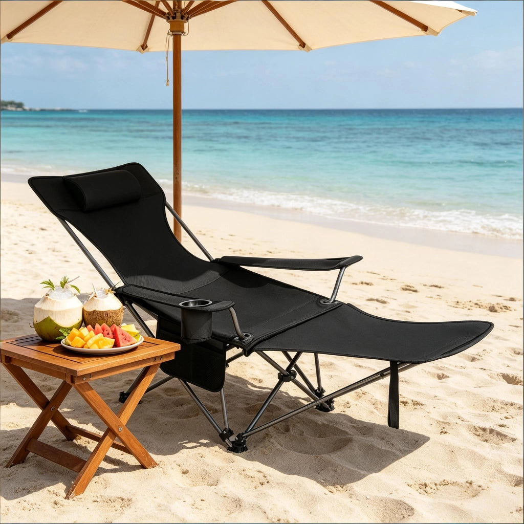 SEDIA PIEGHEVOLE RECLINABILE 115x84x88,5 cm Nera