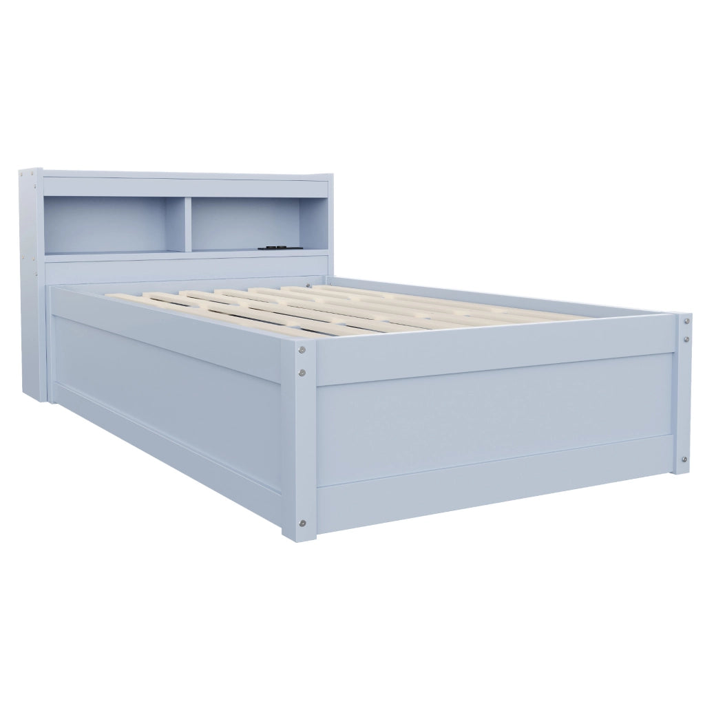 Letto multifunzionale 90x200 cm con vano contenitore, LED e presa integrata