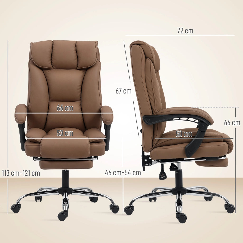 Sedia da Ufficio con Schienale Reclinabile e Poggiapiedi ¨C Minimal ¨C Imbottita in Similpelle Marrone