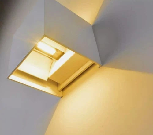 APPLIQUE CUBO 12W FARO FARETTO LAMPADA LED DA PARETE MURO DOPPIA LUCE IP65