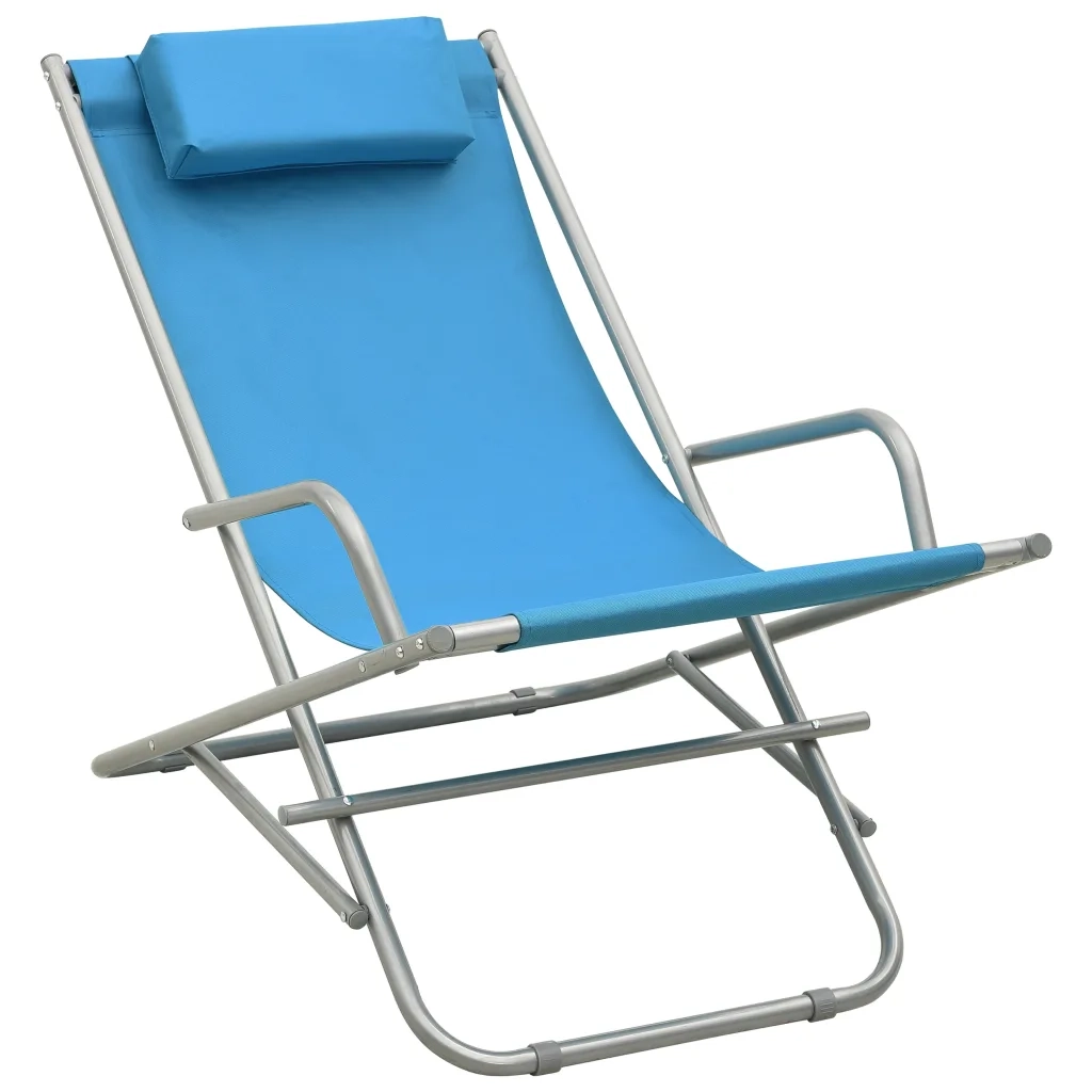 Lettino Prendisole | Sedie a Dondolo 2 pz in Acciaio Blu