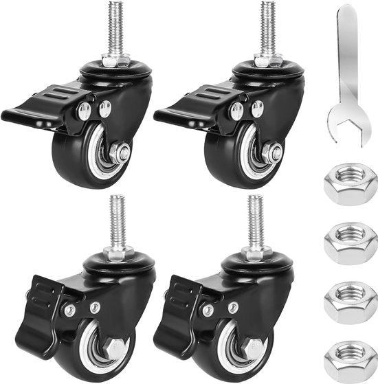 Ruote per Mobili 40mm - Ruote con Frizione - Rotazione 360 Gradi - Ruote Resistenti e Durature - Adatte per Interno/Esterno - Sostegno fino a 35kg - Ruote per Mobili